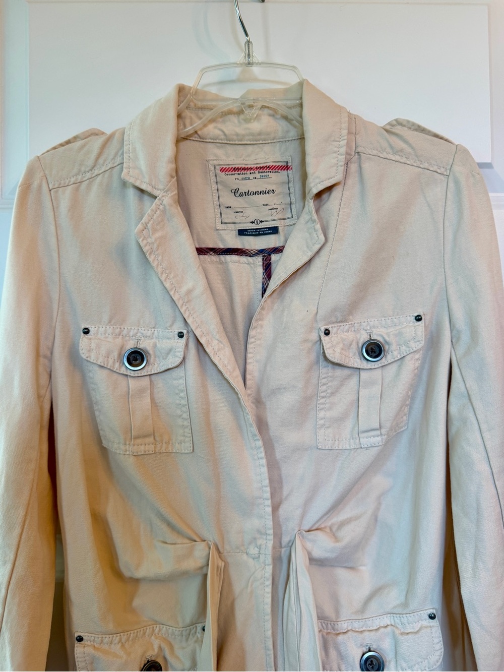 Anthropologie Cartonnier Women's Cream Utility Safari Jacket